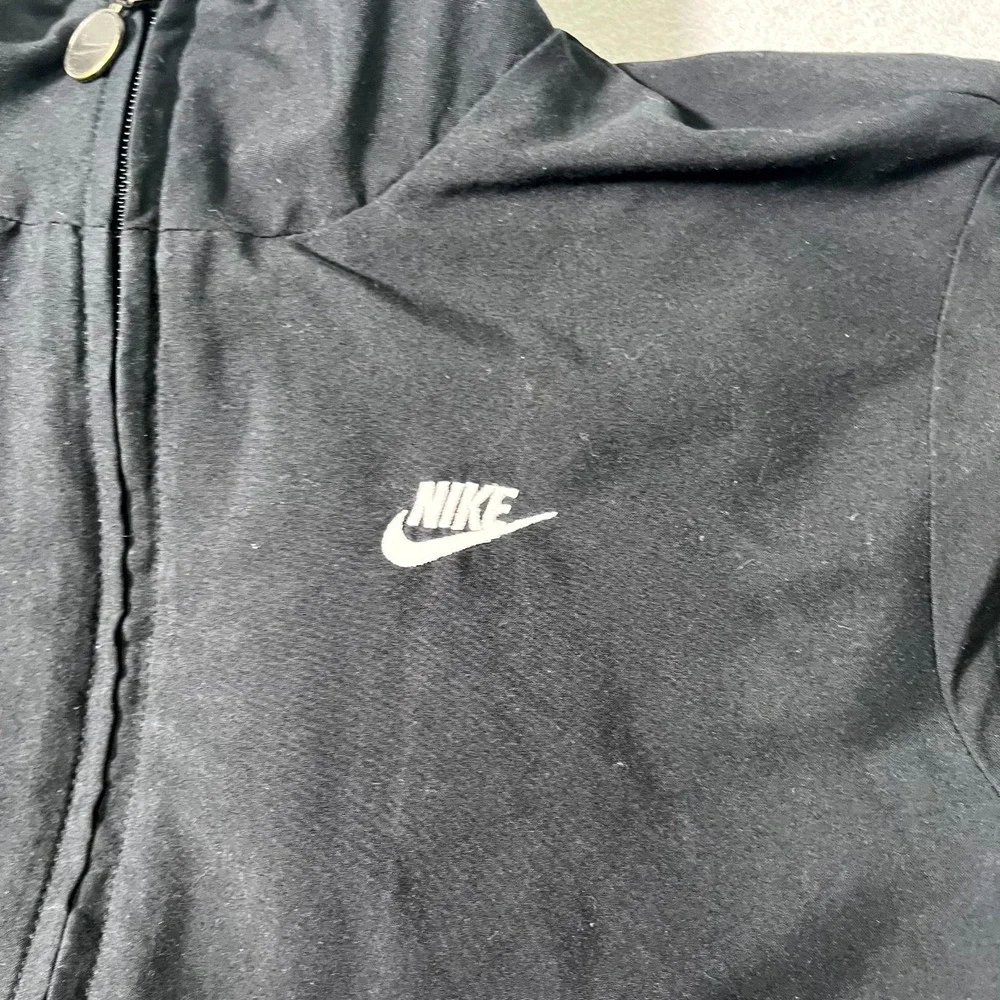 Nike Track Jacket Womens XS Black‎ Full Zip Mesh Lined Smocked Waist Mock Neck